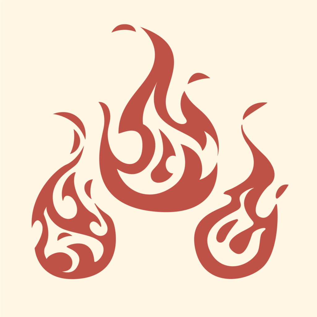 Illustration for blog post on 30+ Japanese names that mean fire with Kanji, meanings, and fiery baby name inspiration