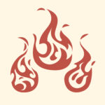 Illustration for blog post on 30+ Japanese names that mean fire with Kanji, meanings, and fiery baby name inspiration